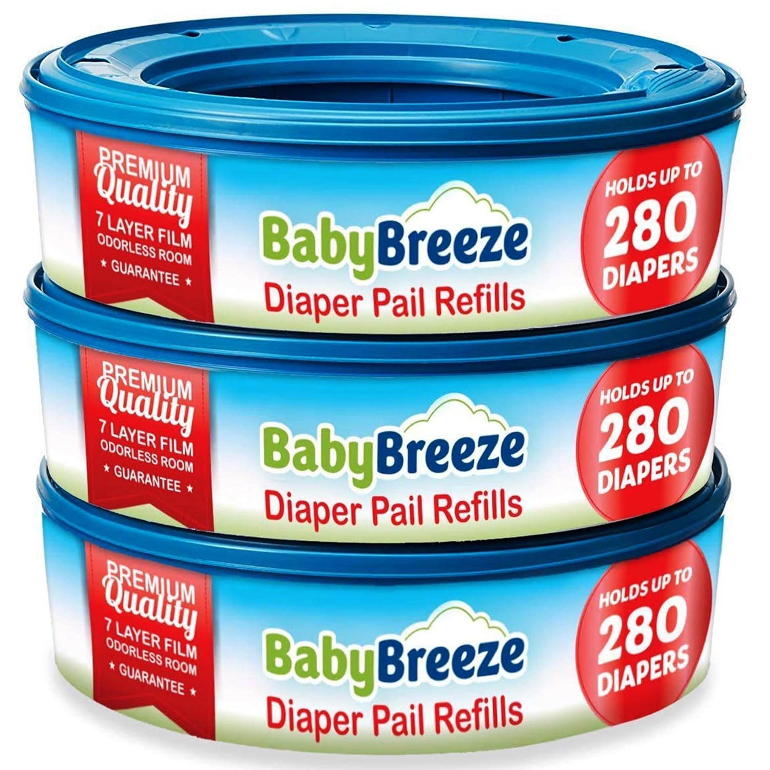 Babybreeze Diaper Pail Refill Bags Compatible With Playtex Diaper Genie Pails Odor Absorbing Diaper Disposal Trash Bags - 840 Count (3-Pack)