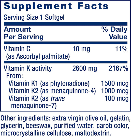 Life Extension Super K, Vitamin K1, Vitamin K2 Mk-7, Vitamin K2 Mk-4, Vitamin C, Bone/Heart/Arterial Health, 3-Month Supply, Gluten-Free, 1 Daily, Non-Gmo, 90 Softgels (Pack Of 2)