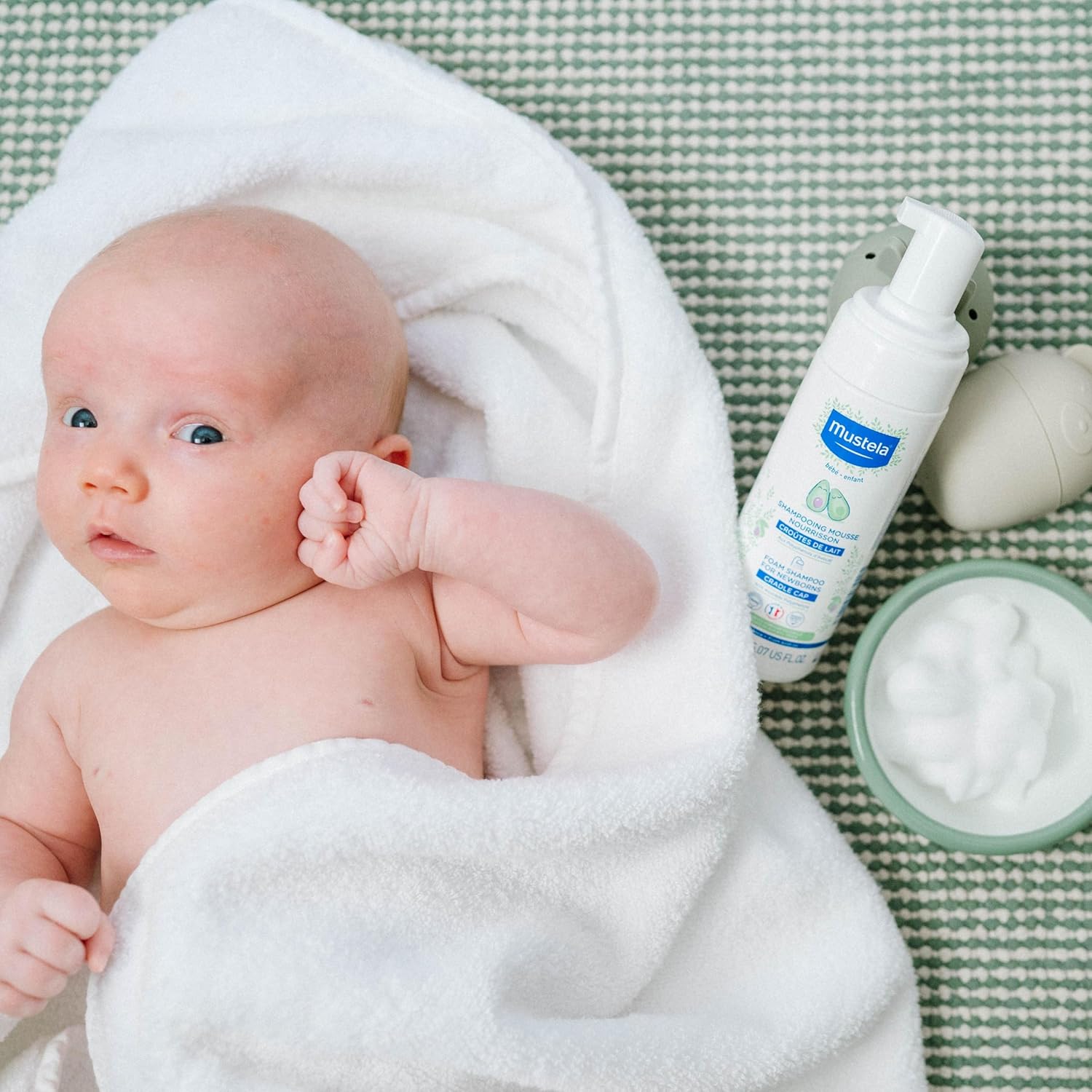 Mustela Cradle Cap Foam Shampoo For Newborn - Baby Shampoo With Naturally Derived Avocado Polyphenols - Tear-Free & Fragrance-Free - 5.07 Fl. Oz. : Baby