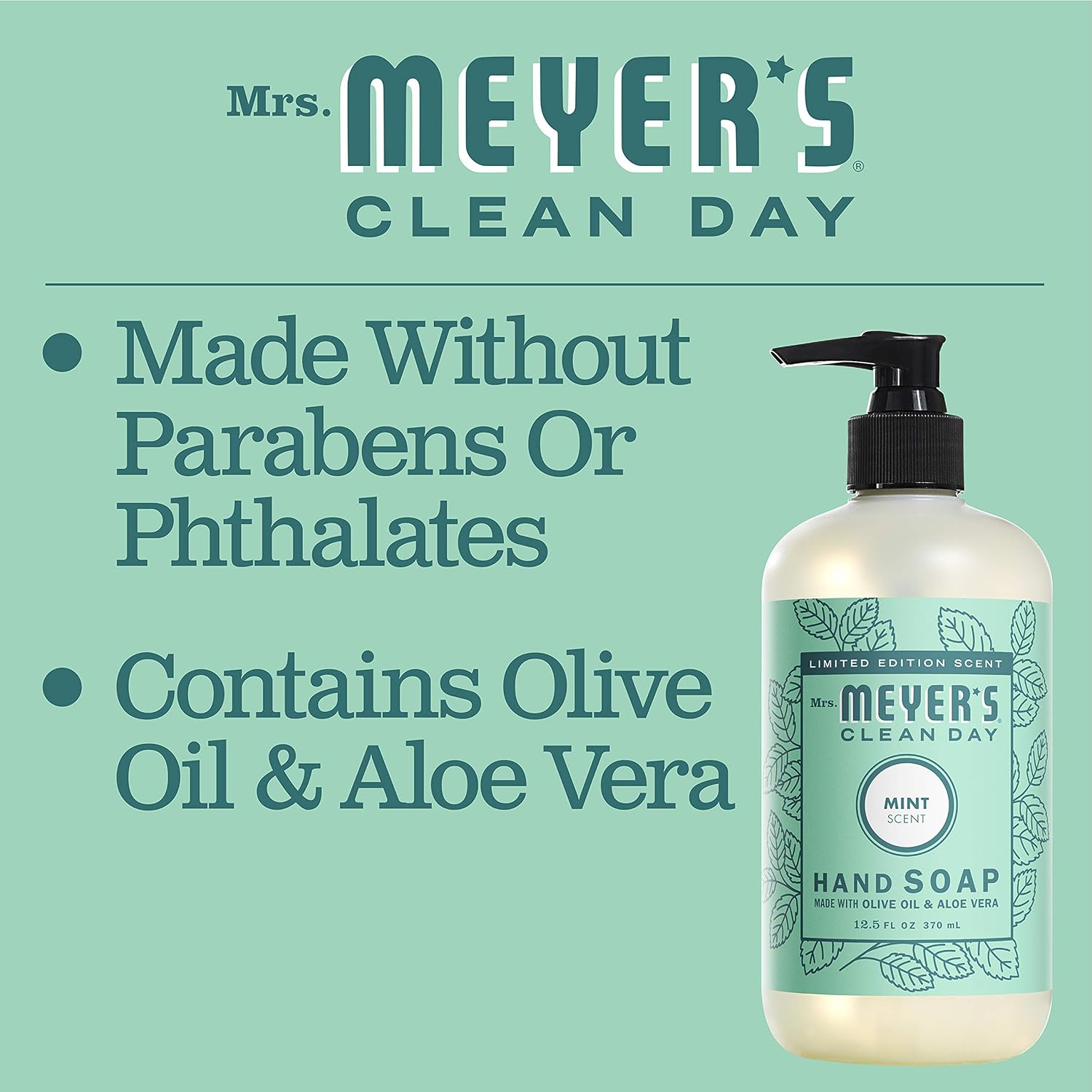 MRS. MEYER'S CLEAN DAY Hand Soap, Made with Essential Oils, Biodegradable Formula, Limited Edition Mint, 12.5 fl. oz : Beauty & Personal Care