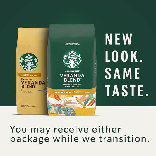 Starbucks Blonde Roast Ground Coffee — Veranda Blend — 100% Arabica — 1 Bag (18 Oz.)