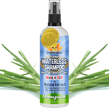 Bodhi Dog Waterless Shampoo | Natural Dry Shampoo For Dogs Or Cats | Neutralizes Pet Odor | No Rinse Required | Made With Natural Extracts | Vet Approved- Made In Usa (Lemongrass, 8 Fl Oz)