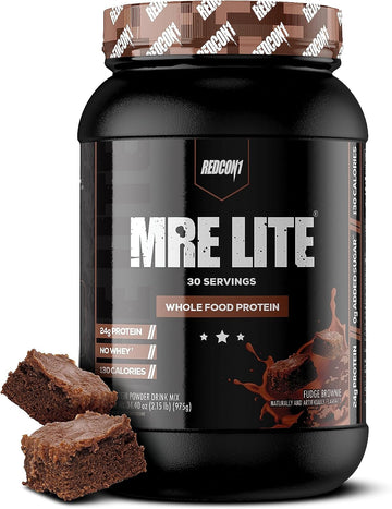 REDCON1 MRE Lite Whole Food Protein Powder, Fudge Brownie - Low Carb &