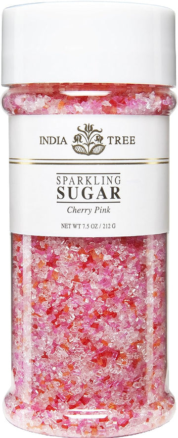 India Tree, Cherry Pink Sparkling Sugar, Large Jar | Shimmery Sprinkles For Baking & Decorating | 7.5 Oz Jar (Pack Of 4)