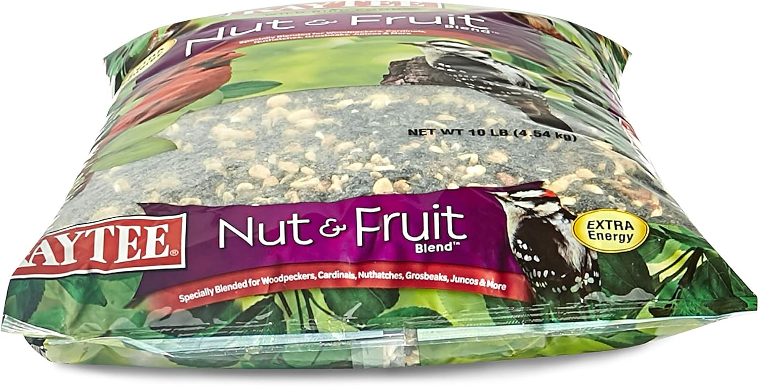 Kaytee Wild Bird Food Nut & Fruit Seed Blend For Cardinals, Chickadees, Nuthatches, Woodpeckers and Other Colorful Songbirds, 10 Pound : Pet Supplies