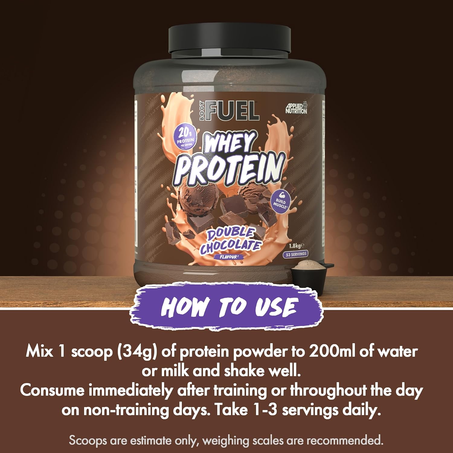 Bodyfuel Whey Protein Powder - 20g Protein for Muscle Recovery & Weight Management - Low-Calorie, Keto-Friendly - (1.8kg - 53 Servings) (Double Chocolate) : Amazon.co.uk: Health & Personal Care