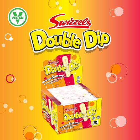 Swizzels Orange And Cherry Double Dip Sherbet Sweets 36 Sachets Of Fizzy Fun