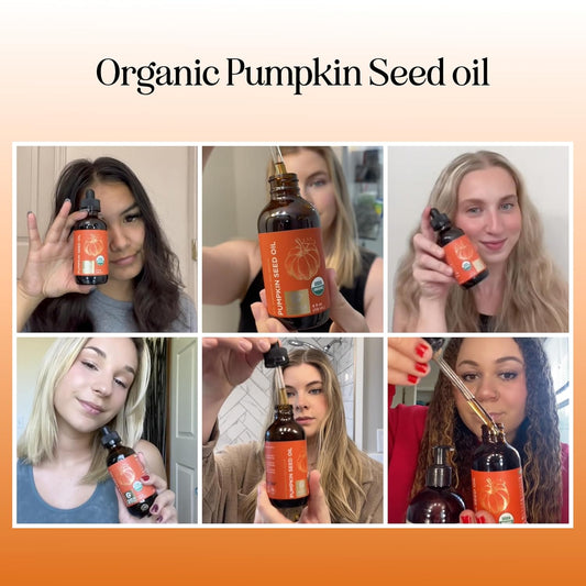 Pumpkin Seed Oil Organic Certified - 100% Pure Organic Pumpkin Seed Oil For Hair And Anti Aging Face Oil - Usda Organic Hair Oil For Dry Hair And Volume - Virgin Cold Pressed & Unrefined (4Oz)