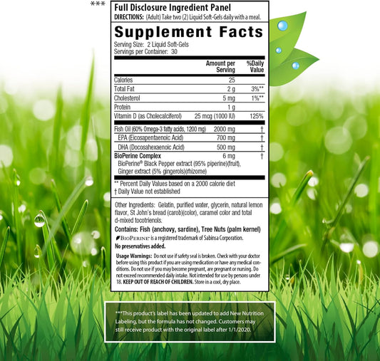 Double-Potency Fish Oil Pure By Irwin Naturals, Citrus Flavor With Vitamin D-3, 60 Liquid Soft-Gels