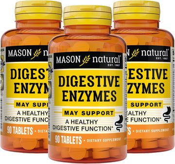 MASON NATURAL Digestive Enzymes with Prebiotics and Probiotics - Healthy Digestive Function, Improved Gut Health, 90 Tablets (Pack of 3)