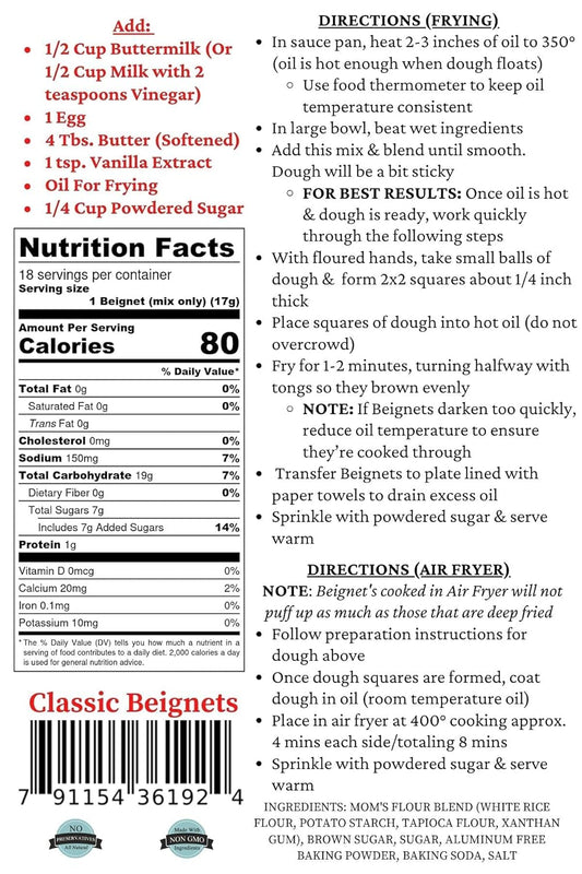 Mom's Place Gluten Free Classic Beignet Mix