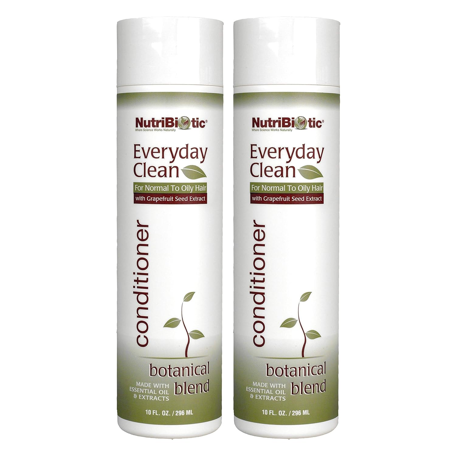 NutriBiotic Everyday Clean Conditioner, Botanical Blend,   Twin Pack | GSE & Botanicals for Normal to Oily Hair