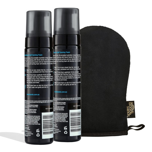 Bondi Sands Ultra Dark Self Tanning Foam Value Kit | Includes 2 Lightweight Sunless Tan Foams + 1 Application Mitt for a Flawless Finish ($58 Value)