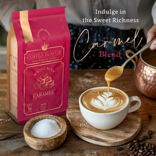 Coffea Flavor Caramel Flavored Whole Bean Coffee – 100% Arabica, Medium Roast, Usda Organic, Fair Trade, Freshly Roasted, 16 Oz Bag