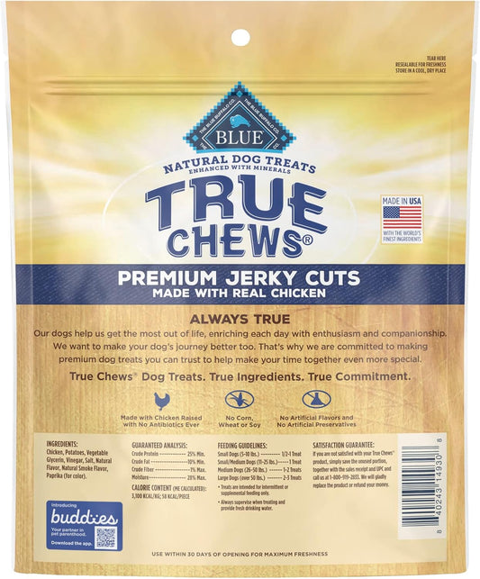 Blue Buffalo True Chews Premium Jerky Cuts Natural Dog Treats, Chicken 12 Oz Bag