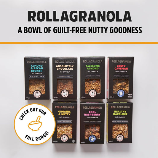 Rollagranola - Healthy Hazelnut 400G Pack. 100% Natural, Made With Gluten Free Oats And Cinnamon. Suitable For A Vegan Diet With No Added Sugar. Handcrafted In The Uk - 400G Pack