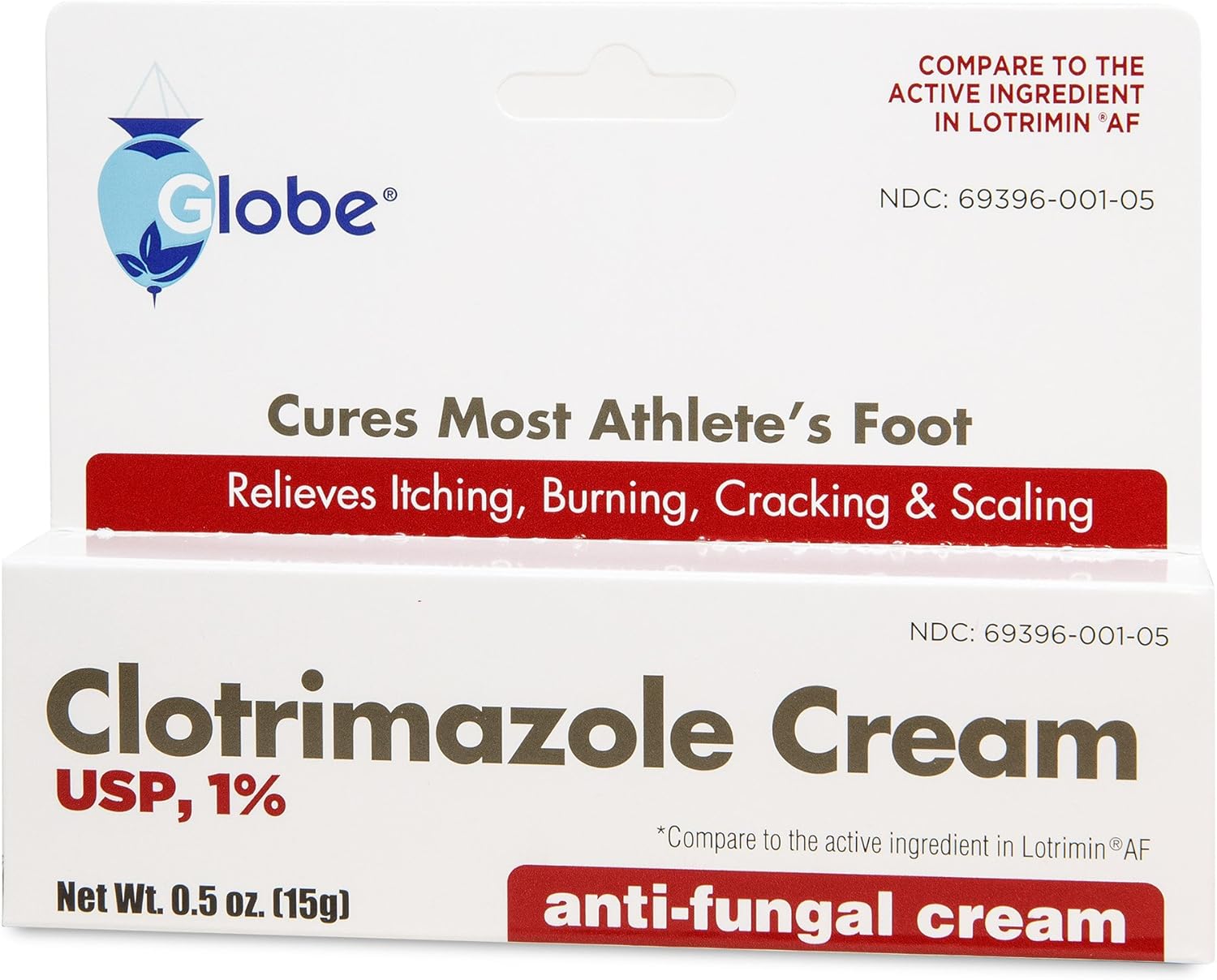 Globe Clotrimazole Antifungal Cream 1% (0.5 oz) relieves the itching, burning, cracking and scaling associated with fungal infections (24 pack) : Health & Household