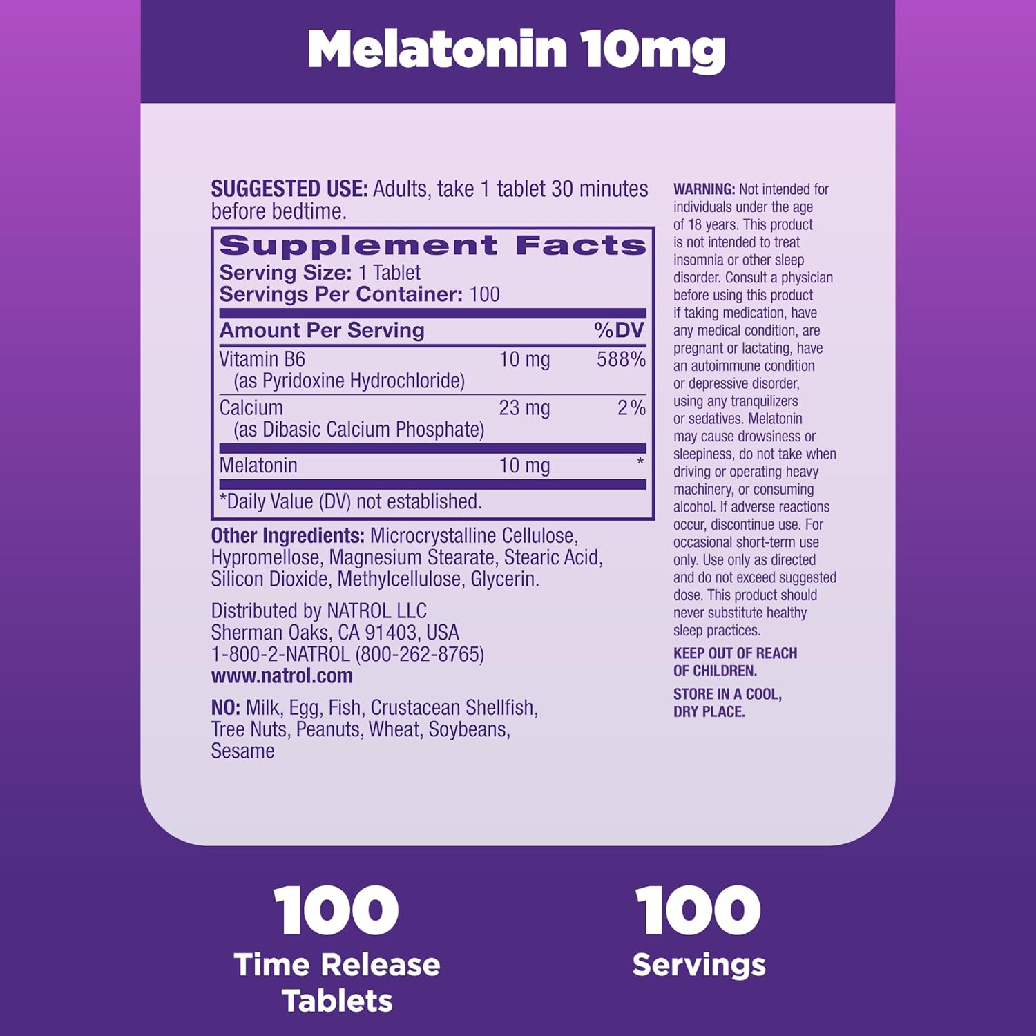 Natrol Melatonin 10Mg Tablets, Advanced Sleep Dietary Supplement For Restful Sleep, 100 Melatonin Time Release Tablets, 100 Servings