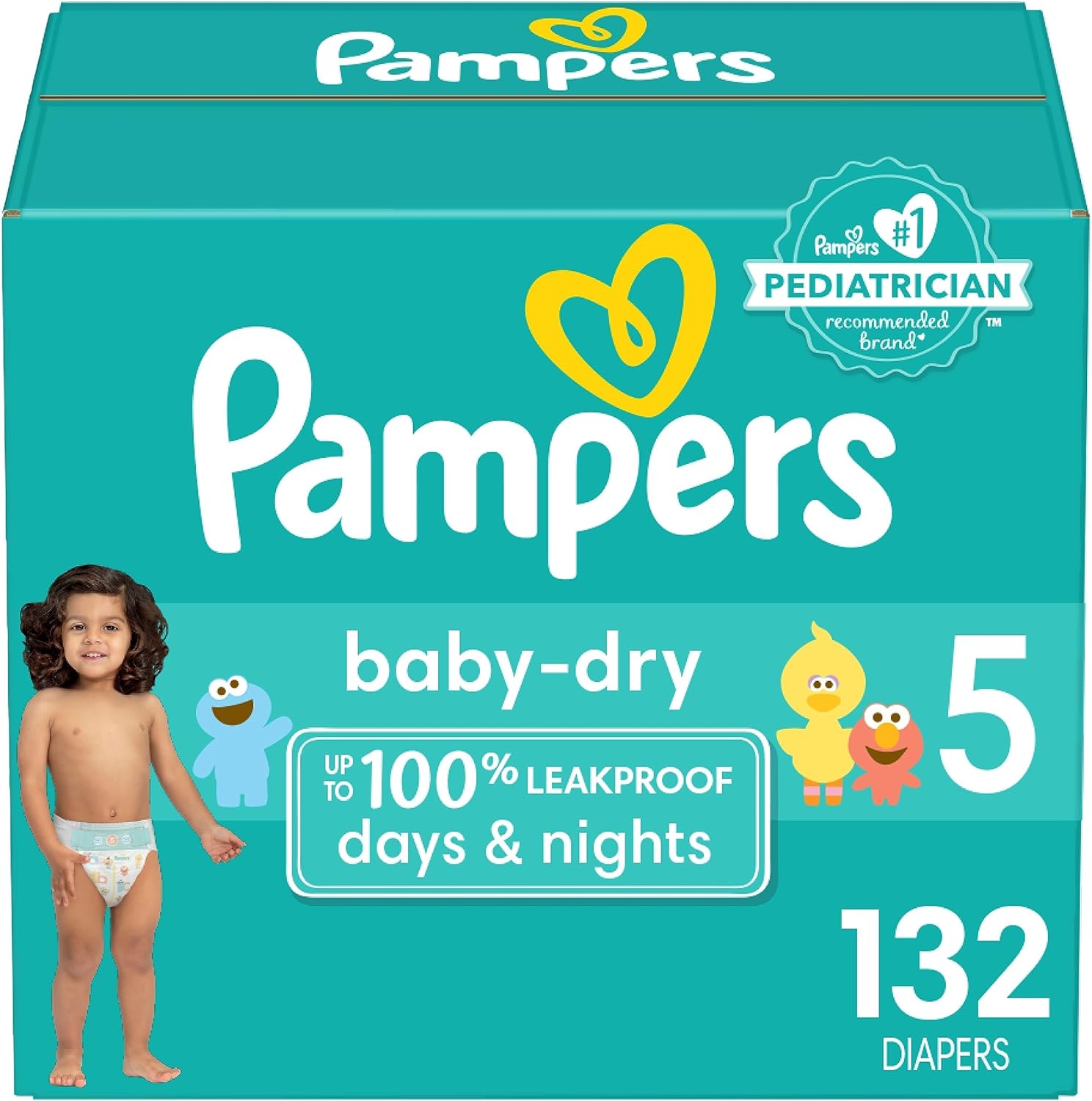 Pampers Baby Dry Diapers - Size 5, 132 Count, Absorbent Disposable Diapers