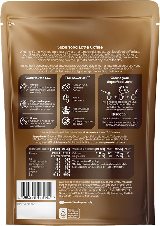 Naturya Superfood Mushroom Latte Coffee 250G, Immune System Support And Cognitive Function