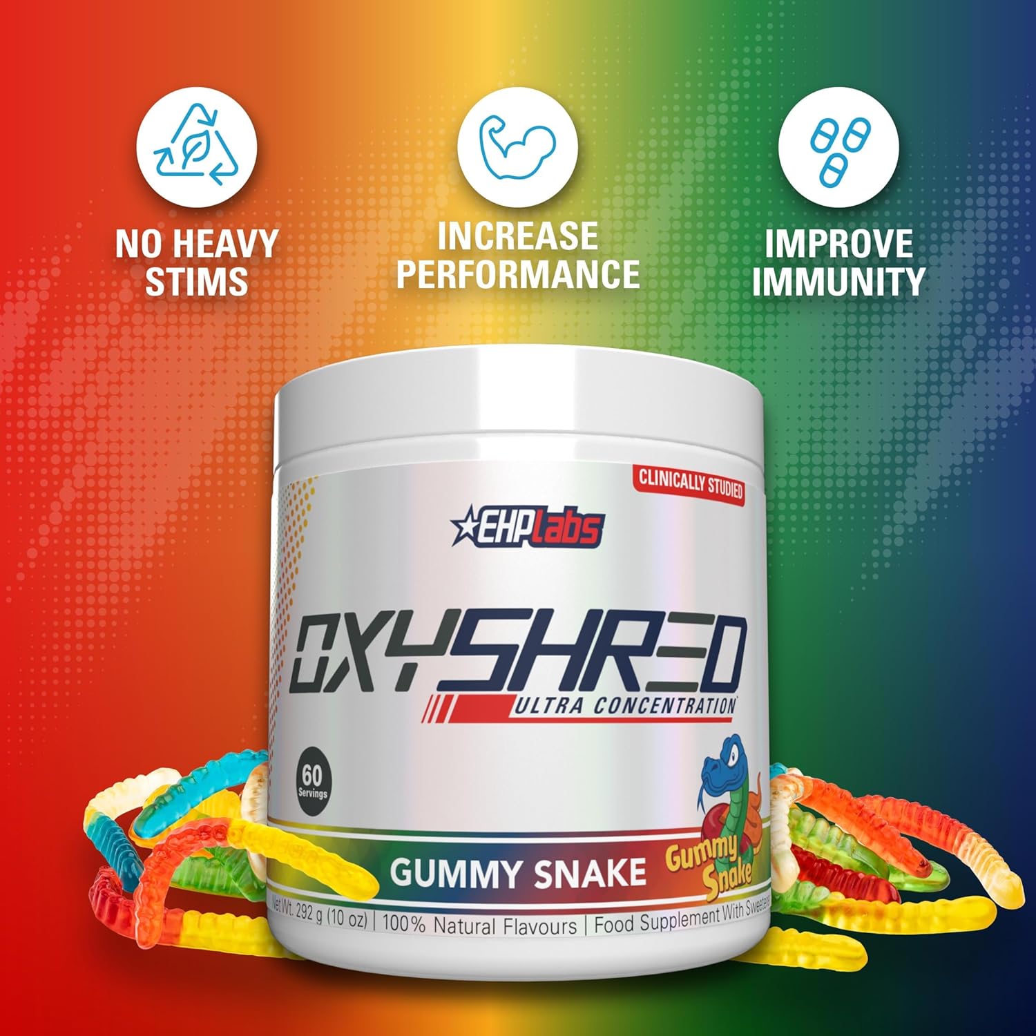 Ehp Labs Oxyshred Pre Workout Powder - Preworkout Powder With L Glutamine & Acetyl L Carnitine, Energy Boost Drink - Gummy Snake, 60 Servings : Health & Household