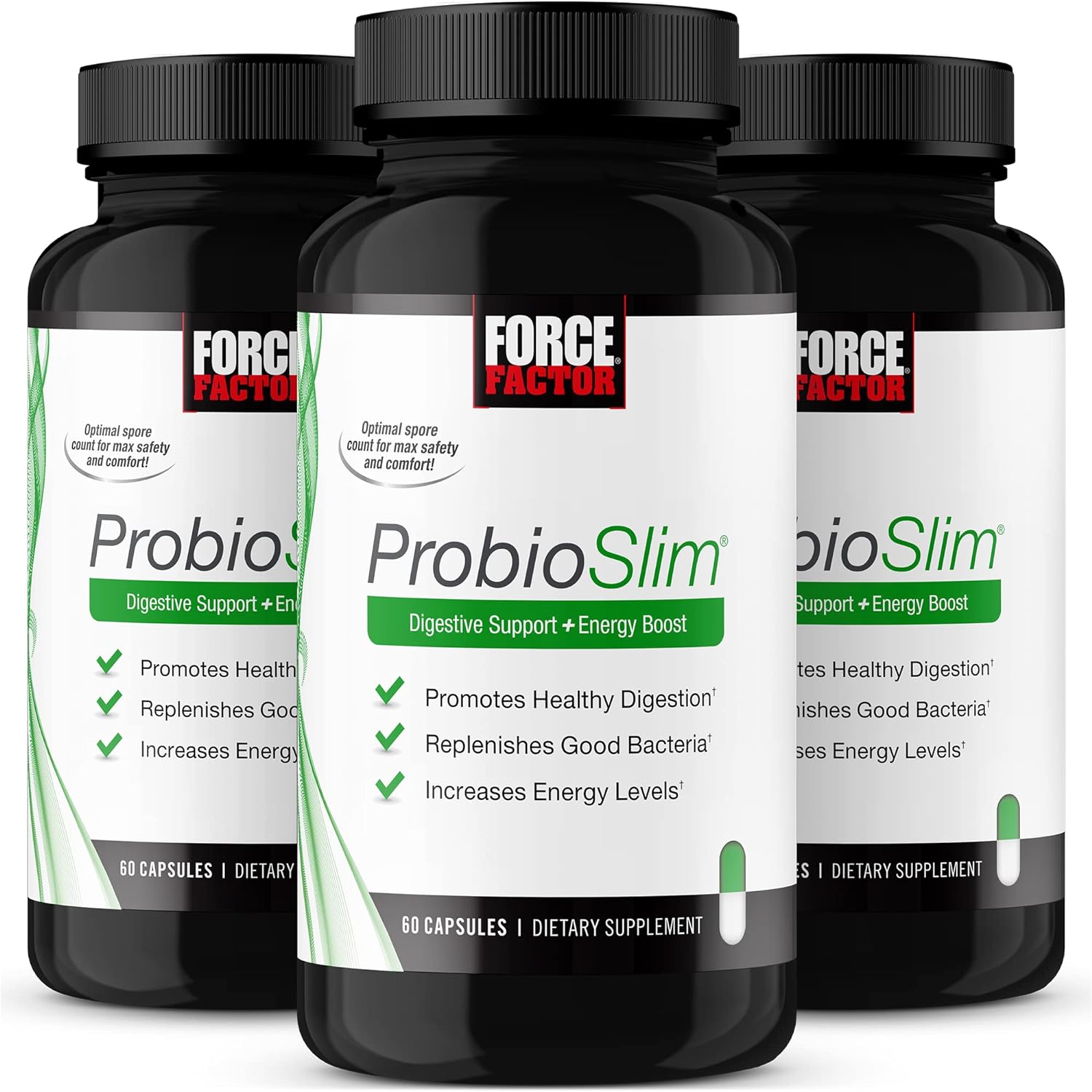 Force Factor ProbioSlim Probiotic Supplement for Women and Men with Probiotics and Green Tea Extract, Reduce Gas, Bloating, Constipation, Support Digestive Health & Gut Health, 180 Capsules (3-Pack)