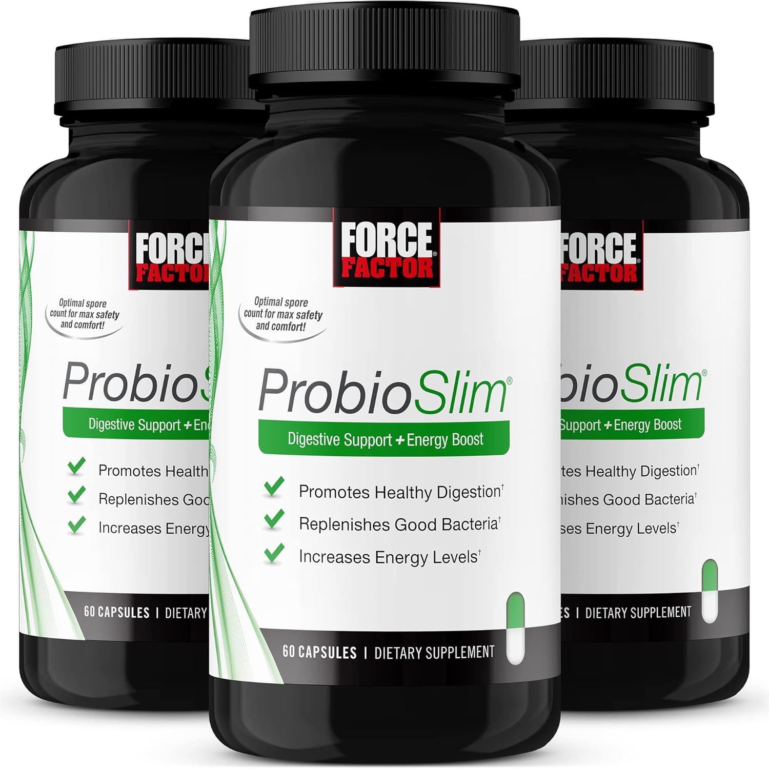 Force Factor Probioslim Probiotic Supplement For Women And Men With Probiotics And Green Tea Extract, Reduce Gas, Bloating, Constipation, Support Digestive Health & Gut Health, 180 Capsules (3-Pack)