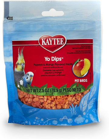 Kaytee Mango Flavored Yogurt Dipped Papaya Treats For All Pet Birds, 2.5-Oz Bag