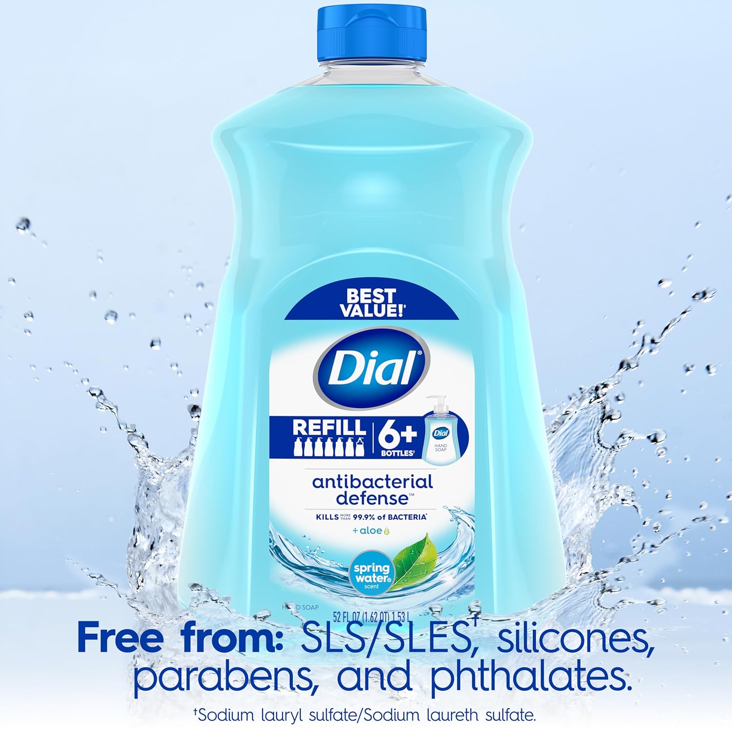 Dial Antibacterial Liquid Hand Soap Refill, Spring Water, 52 Fluid Oz (Pack of 3) : Beauty & Personal Care