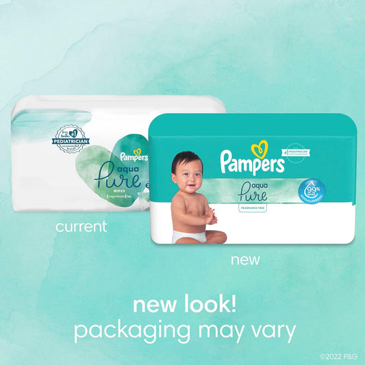 Pampers Aqua Pure Sensitive Baby Wipes, 99% Water, Hypoallergenic, Unscented Baby Wipes, 896 Baby Wipes Total (16 Flip-Top Packs)