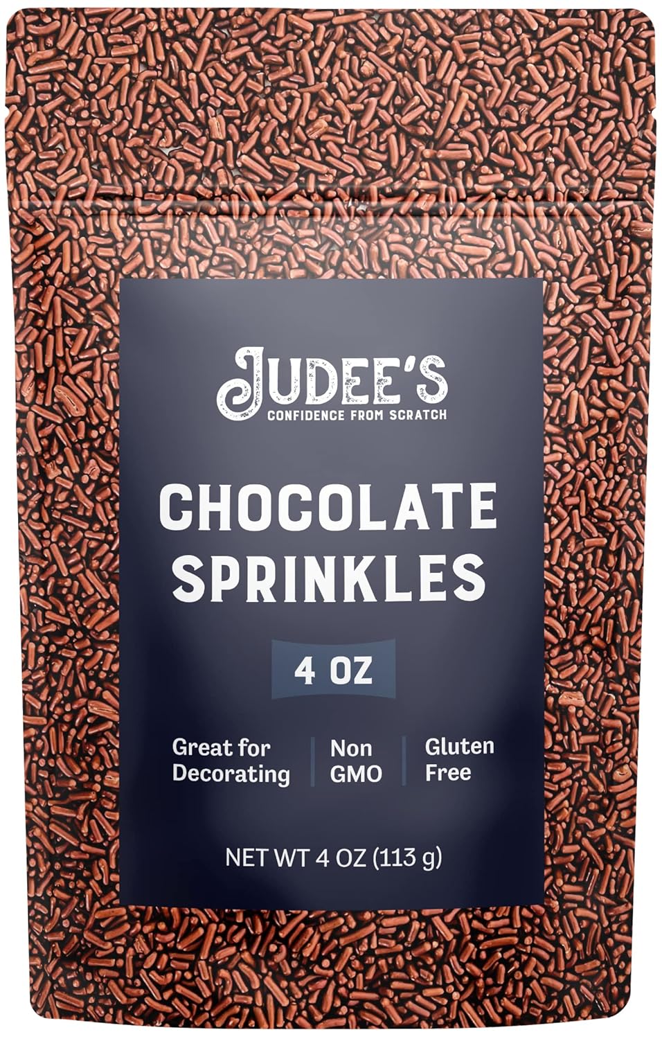 Judee's Chocolate Sprinkles 4 oz - Gluten-Free and Nut-Free - Brighten Up Your Baked Goods - Great for Cookie and Cake Decoration - Use for Baking and as Dessert and Ice Cream Toppings