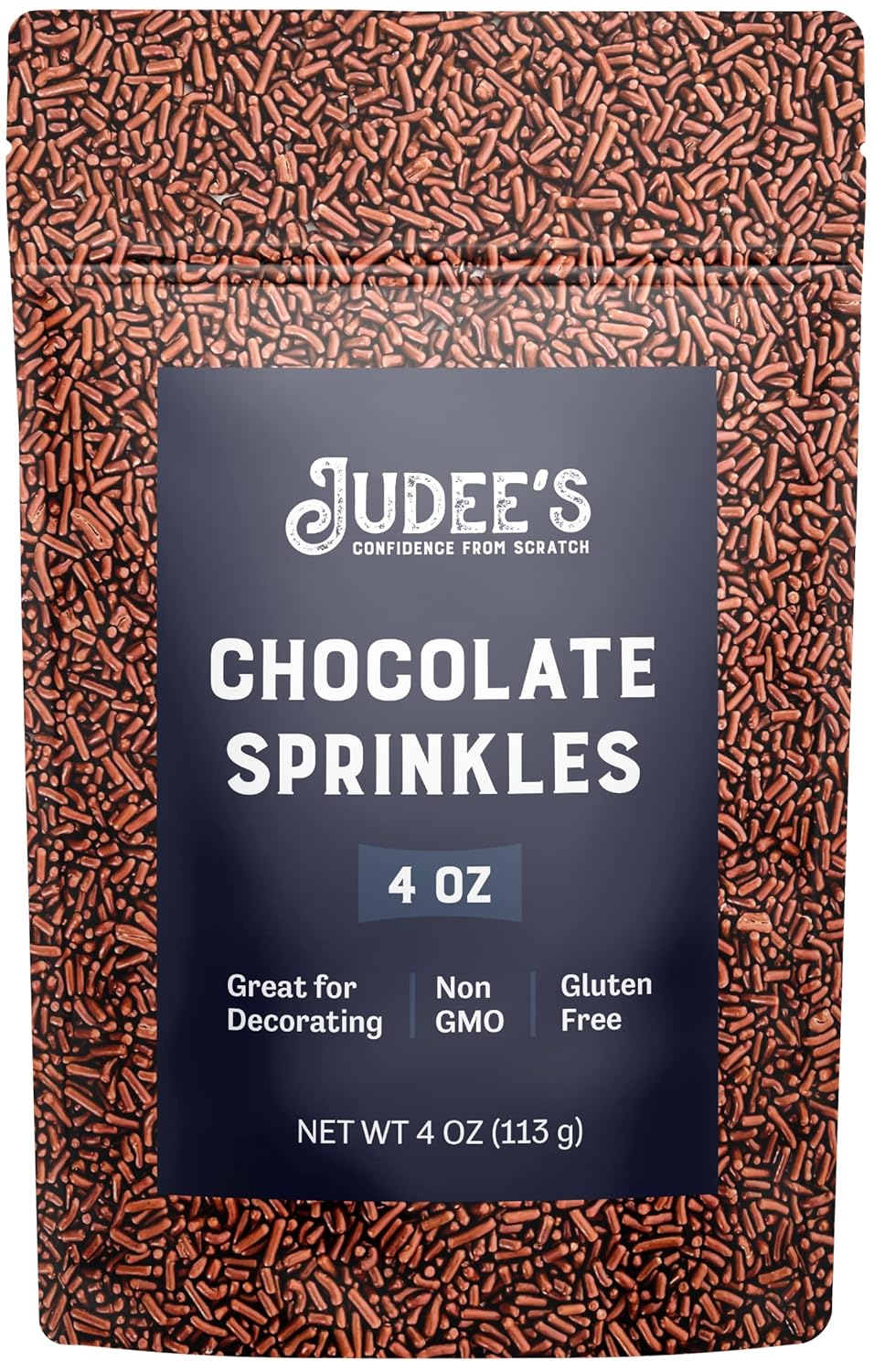 Judee'S Chocolate Sprinkles 4 Oz - Gluten-Free And Nut-Free - Brighten Up Your Baked Goods - Great For Cookie And Cake Decoration - Use For Baking And As Dessert And Ice Cream Toppings