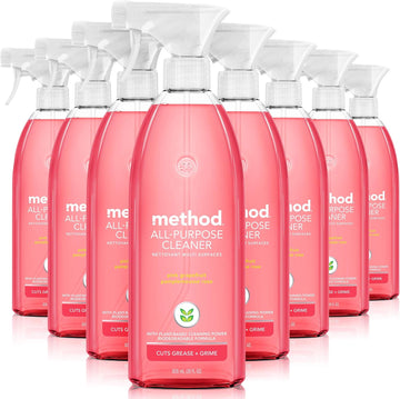 Method All-Purpose Cleaner Spray, Pink Grapefruit, Plant-Based And Biodegradable Formula Perfect For Most Counters, Tiles, Stone, And More, 28 Oz Spray Bottles, (Pack Of 8)