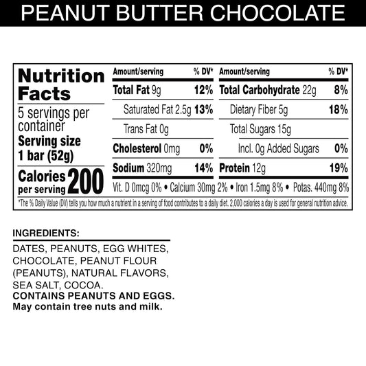 Rxbar Protein Bars, 12G Protein, Gluten Free Snacks, Peanut Butter Chocolate, 9.1Oz (5 Bars)