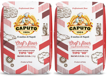 Antimo Caputo Chefs Flour 2.2 Lb (Pack Of 2) - Italian Double Zero 00 - Soft Wheat For Pizza Dough, Bread, & Pasta