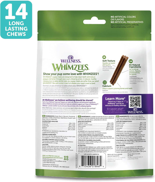 Whimzees By Wellness Dental Treats For Puppies, Natural, Grain Free, Helps To Clean Teeth, Freshen Breath, Reduce Tartar & Plaque, Longer Lasting Chew (M/L)