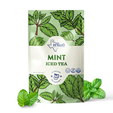 Hteao Mint Black Tea Sachets - 8 Gallons Per Package - Real Texas-Style Flavored Iced Tea In 5 Minutes (Pack Of 16 Sachet Bags)