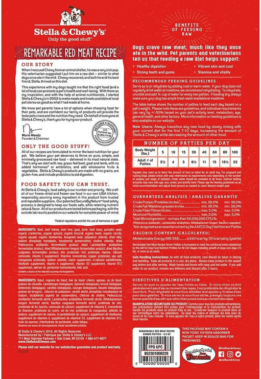Stella & Chewy'S Freeze Dried Raw Dinner Patties – Grain Free Dog Food, Protein Rich Remarkable Red Meat Recipe – 14 Oz Bag