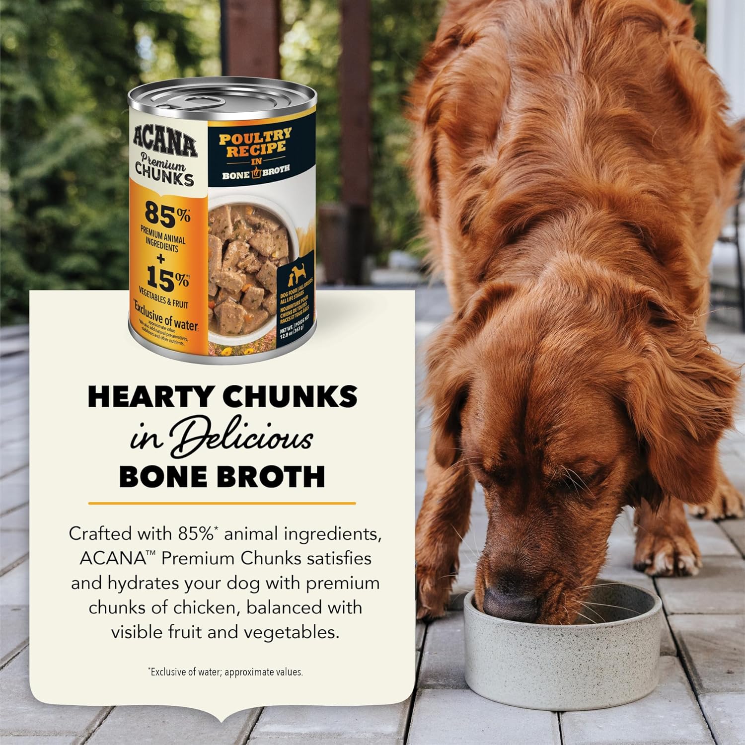 ACANA Premium Chunks Wet Dog Food, Poultry Recipe in Chicken and Turkey Bone Broth, 12.8oz (Case of 12)