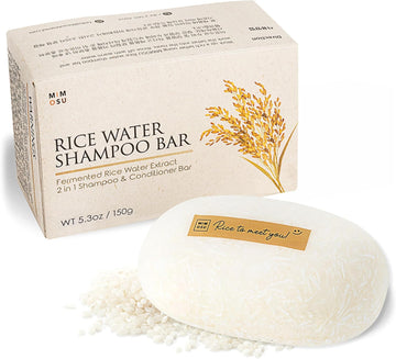 Mimosu Hair Growth Shampoo Bar, Fermented Rice Water 2-In-1 Shampoo & Conditioner, 5Oz, Unscented, Ph Balanced, Solid Bar For Oily Hair, Korean Hair Care