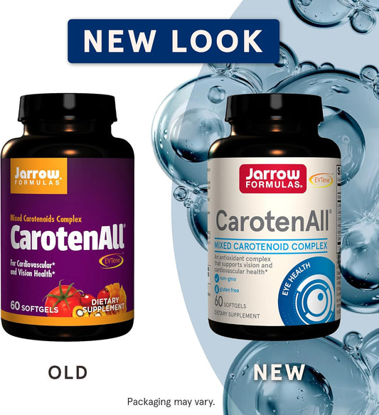 Jarrow Formulas CarotenAll - 60 Softgels - Supplement Provides Seven Major Carotenoids Found in Fruits & Vegetables to Support Cardiovascular & Vision Health - Up to 60 Servings (Packaging May Vary)
