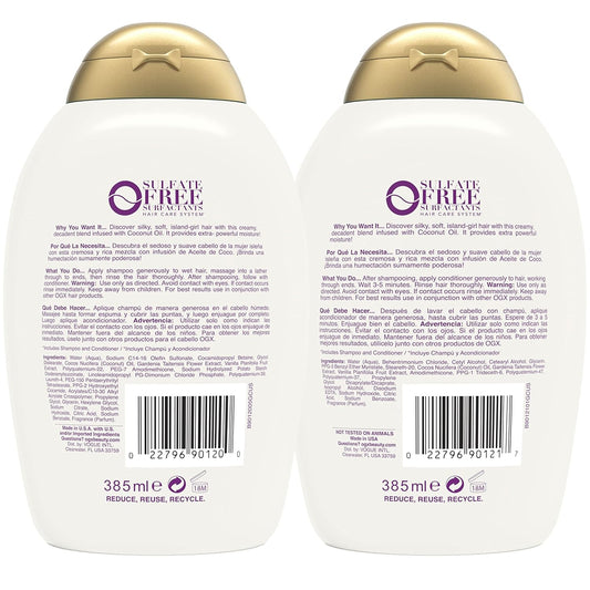 Ogx Extra Strength Damage Remedy + Coconut Miracle Oil Shampoo & Conditioner Set, 13 Fl. Oz. (Pack Of 2)