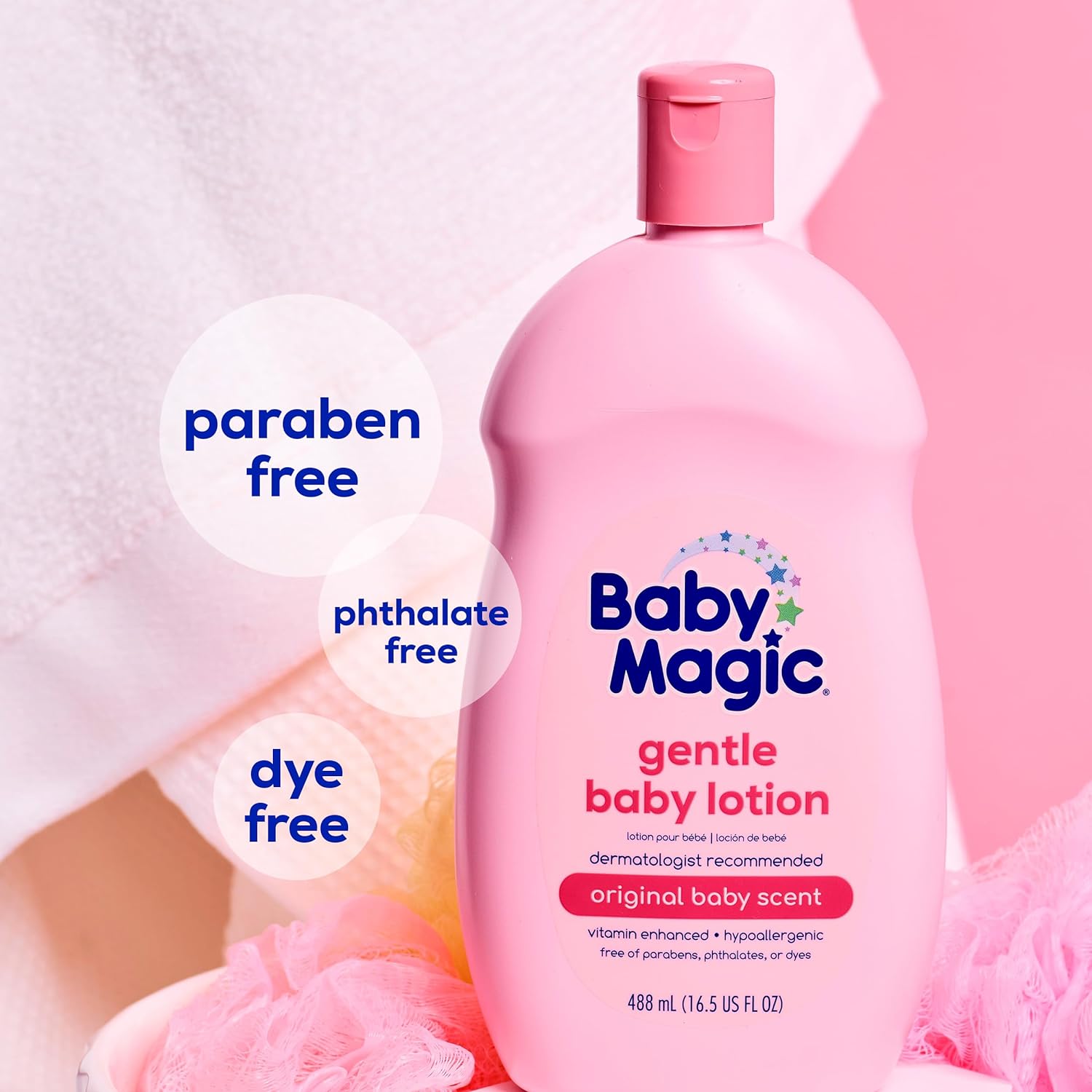 Baby Magic Gentle Baby Lotion | 16.5 Fl Oz (Pack of 6) | Vitamins & Aloe, Pink (705544), Original Baby Scent : Baby