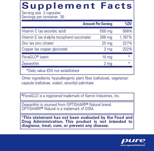 Pure Encapsulations Eyeprotect Basics | Key Antioxidant Support For Eye Health | 60 Capsules