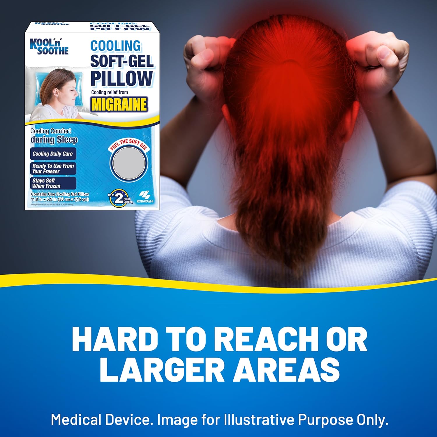 KOOL 'N' SOOTHE Cooling Gel Pillow/Large Size Reusable Cooling Gel Pillow/Immediate Cooling for Migraine in Hard to Reach/Larger Areas : Amazon.co.uk: Health & Personal Care