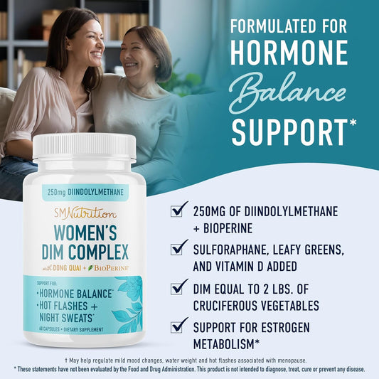 Dim Supplement Complex 250 Mg | Estrogen Balance For Women | Hormone Menopause Relief, Hot Flashes & Night Sweats, Pcos & Estrogen Metabolism Support Supplements With Dong Quai | Gluten-Free | 60 Ct