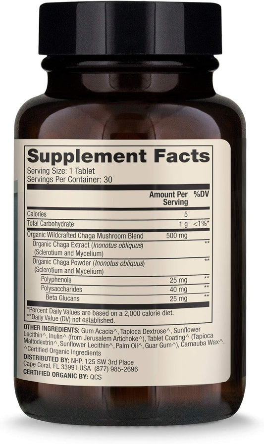 Dr. Mercola Organic Chaga Mushroom, 30 Servings (30 Tablets), Dietary Supplement, Supports Healthy Immune Function, Non-GMO, Certified USDA Organic, NSF Contents Certified