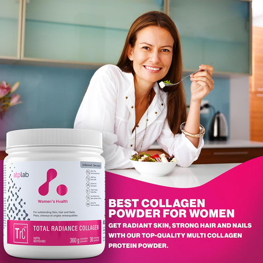 Atp Lab Total Radiance Collagen - Peach Mango Flavor, 360G - Collagen Peptides Powder For Women - Hydrolyzed Collagen Protein Supplement With Biotin