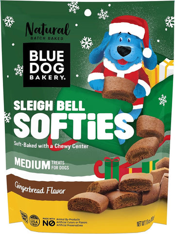 Blue Dog Bakery Natural Sleigh Bell Softies, Gingerbread Flavor, 10 Ounce (Pack Of 8)