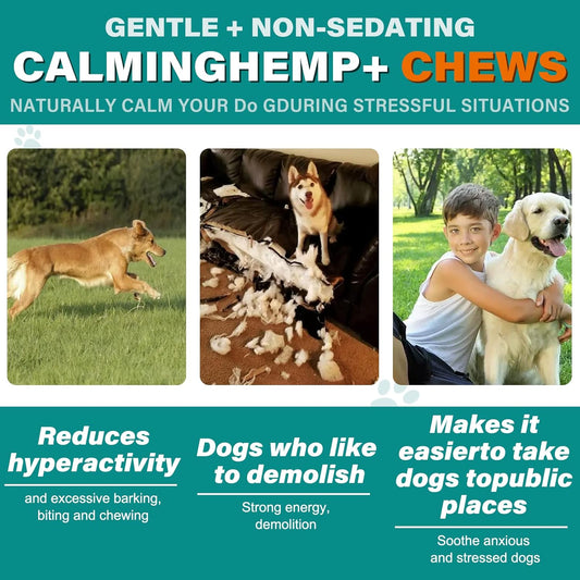 Hualijia Calming Treats For Dogs, 110 Count Hemp Calming Chews For Dogs - Reduce Stress Relief, Separation, Barking, Fireworks, Thunderstorms - 100% Natural Ingredients Dogs Calming Treats (Duck)